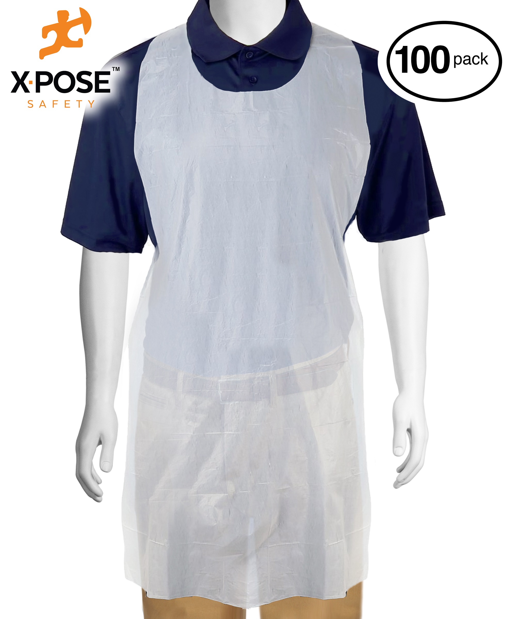 100 Disposable White Plastic/Poly Aprons Full Bib Embossed 24" x 42" Single Use 793770430008 eBay