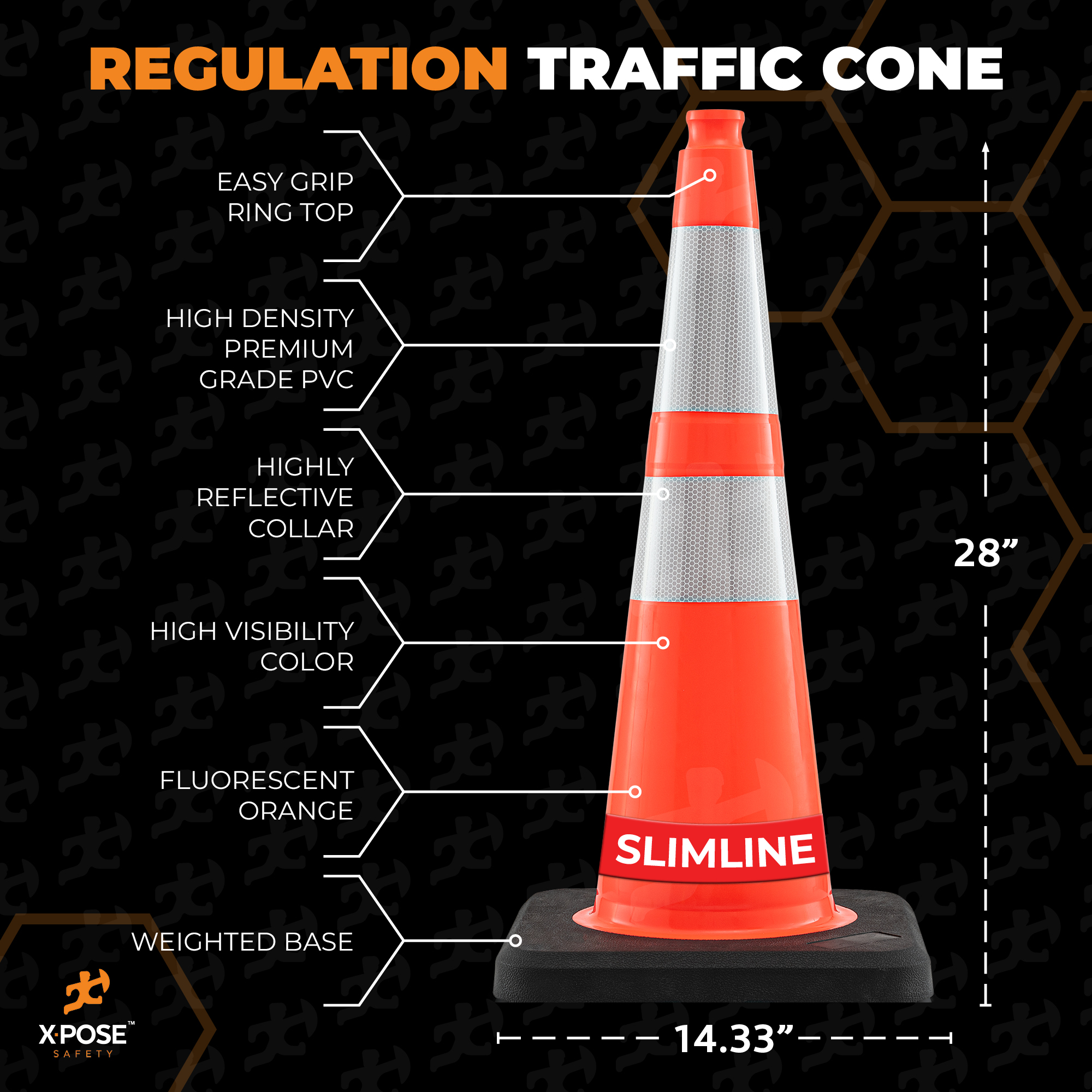 RoadHero (4 Pack) Traffic Safety Cones 18 Inch With Black Weighted Base, Plastic PVC Cone, Orange Cones With Reflective Collar, Cones For Parking Lot, Construction Events, Road Safety - View #7