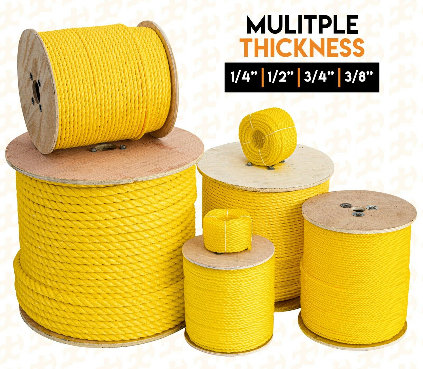 Twisted Polypropylene Rope Yellow Floating Poly Boat Rope eBay